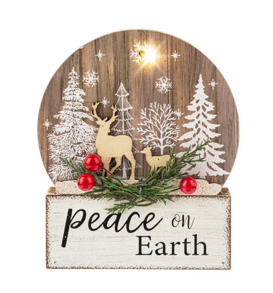 Cozy Cabin Light Up Signs with Winter Scene