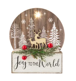 Cozy Cabin Light Up Signs with Winter Scene