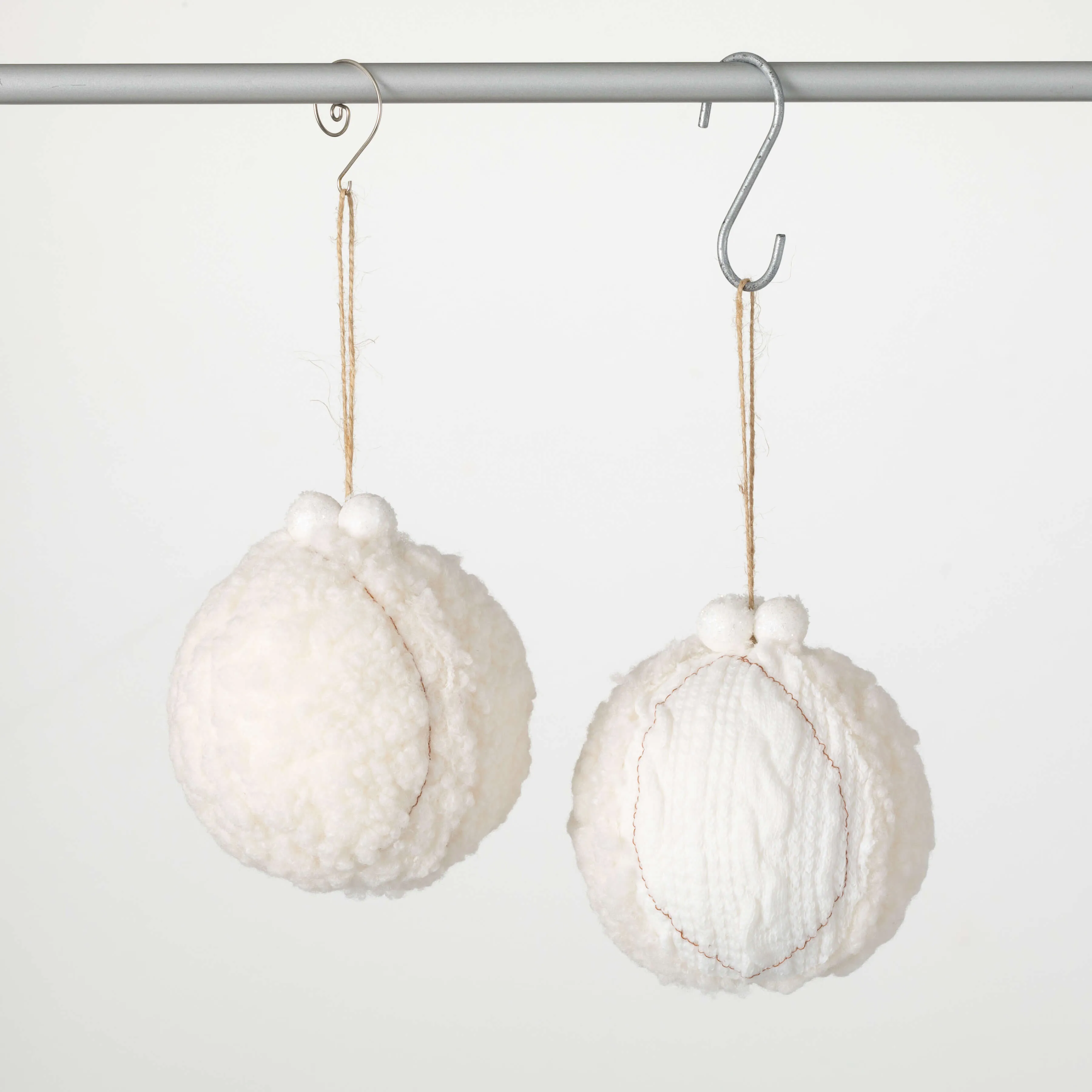 Cream Sherpa Ball Ornament Set