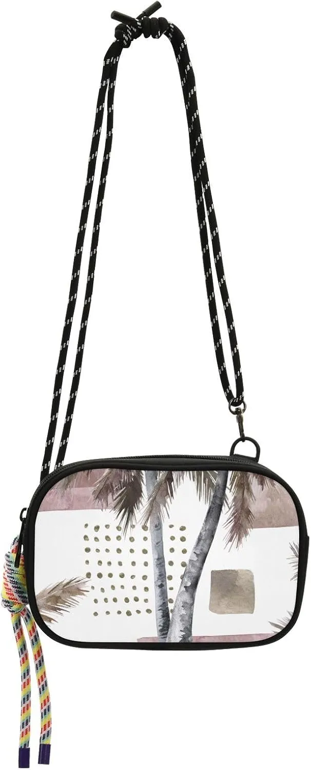 Crossbody Bag Palm Trees and Geometrical Shapes Cell Phone Purse Wallet with Credit Card Slots Multicolor Handbag with Adjustable Strap Fits Phone Keys And More