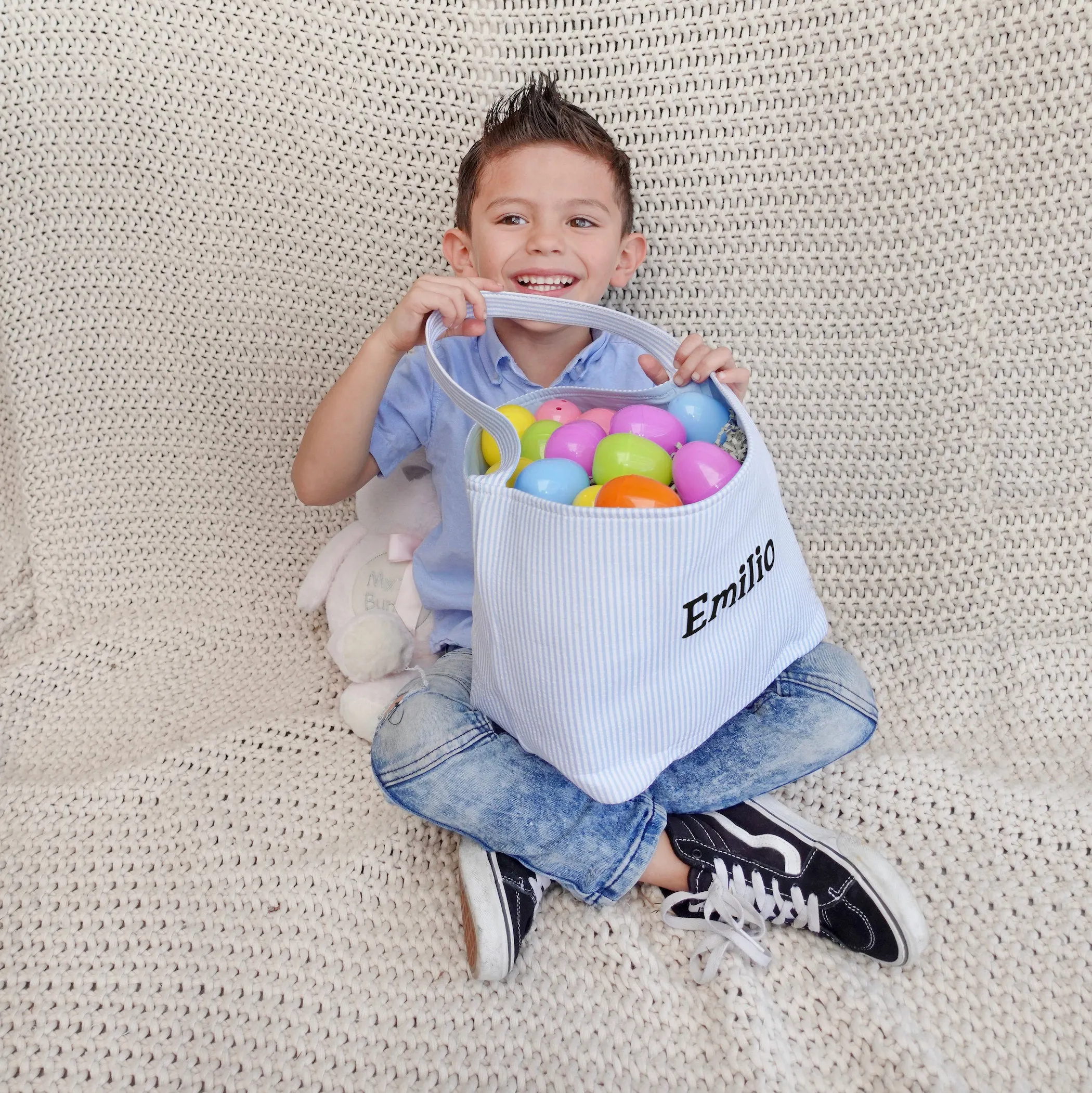 Custom Canvas Seersucker Easter Baskets