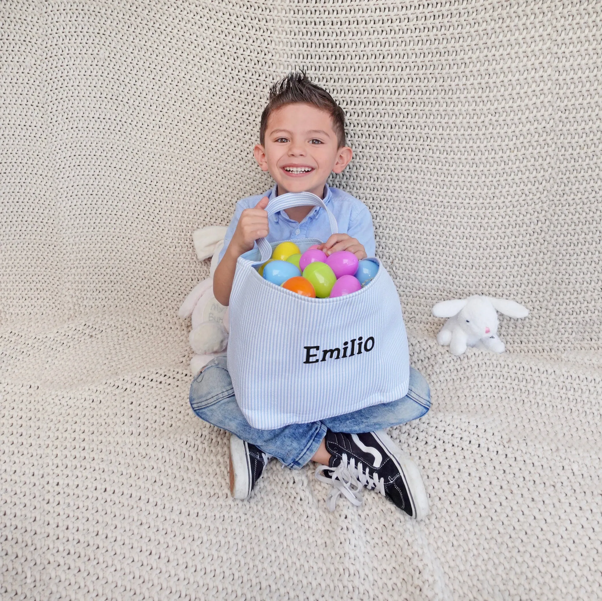 Custom Canvas Seersucker Easter Baskets