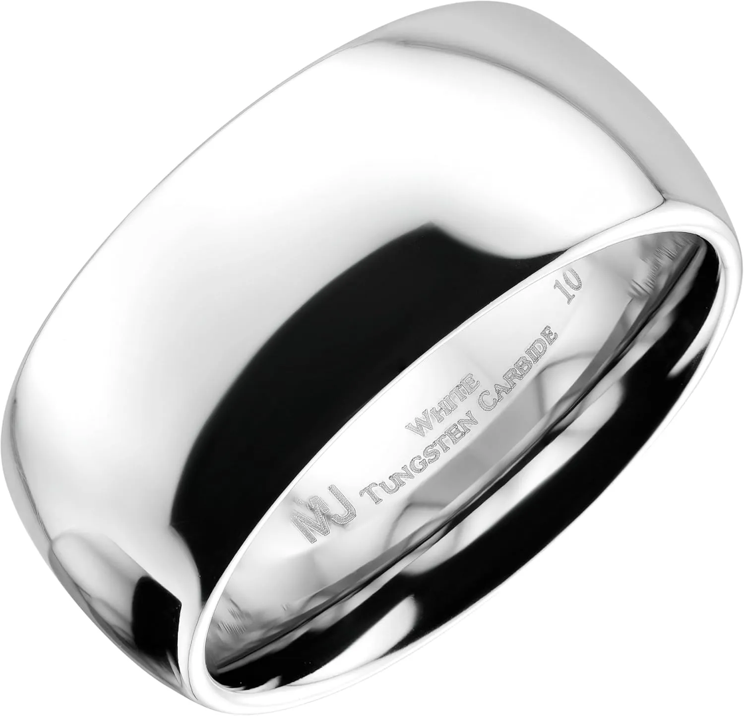Custom Engraved Custom Classic Mirror Polished White Tungsten Carbide 3mm to 10mm COMFORT FIT Wedding Band Ring
