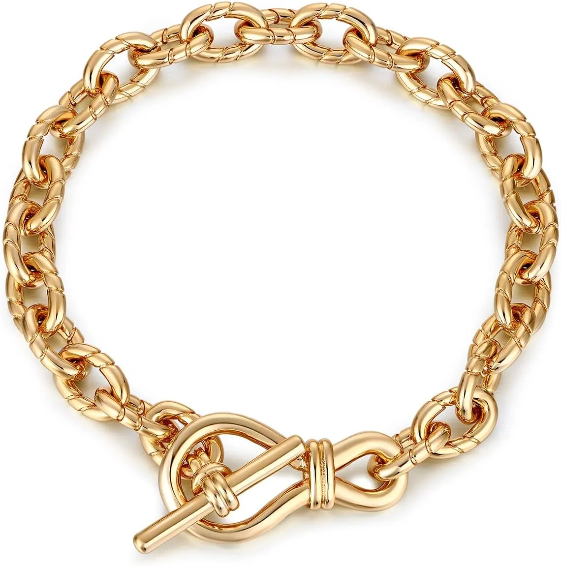 Dainty Layering Bracelets for Women 18 k Gold Plated Fashion Adjustable Chunky Cuban Paperclip Link Chain Bracelets Jewelry for Women Girls Gift