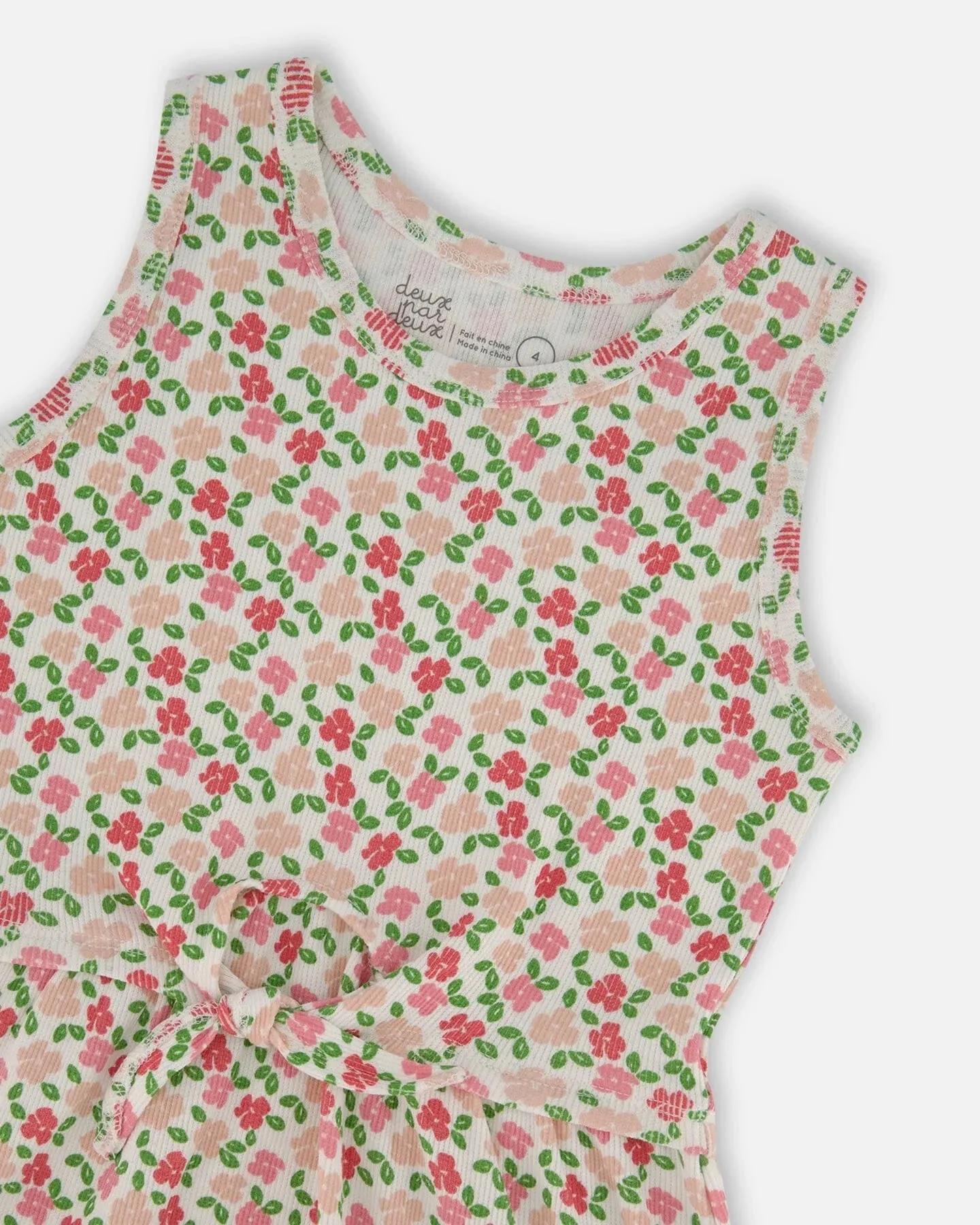 Deux Par Deux Girls Printed Rib Dress   G30J88-092  printed small flowers
