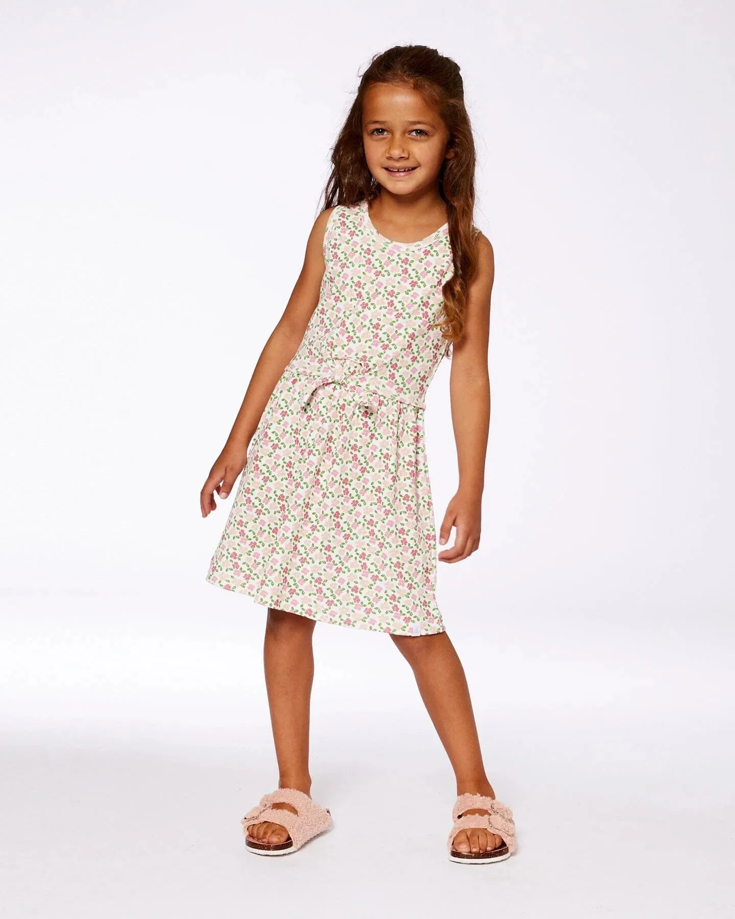 Deux Par Deux Girls Printed Rib Dress   G30J88-092  printed small flowers