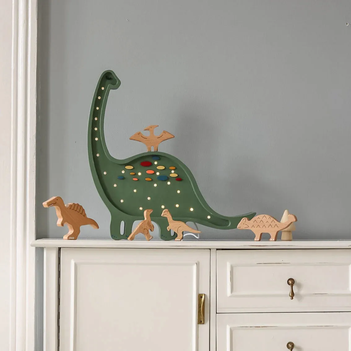 Dinosaur Lamp in Confetti Green
