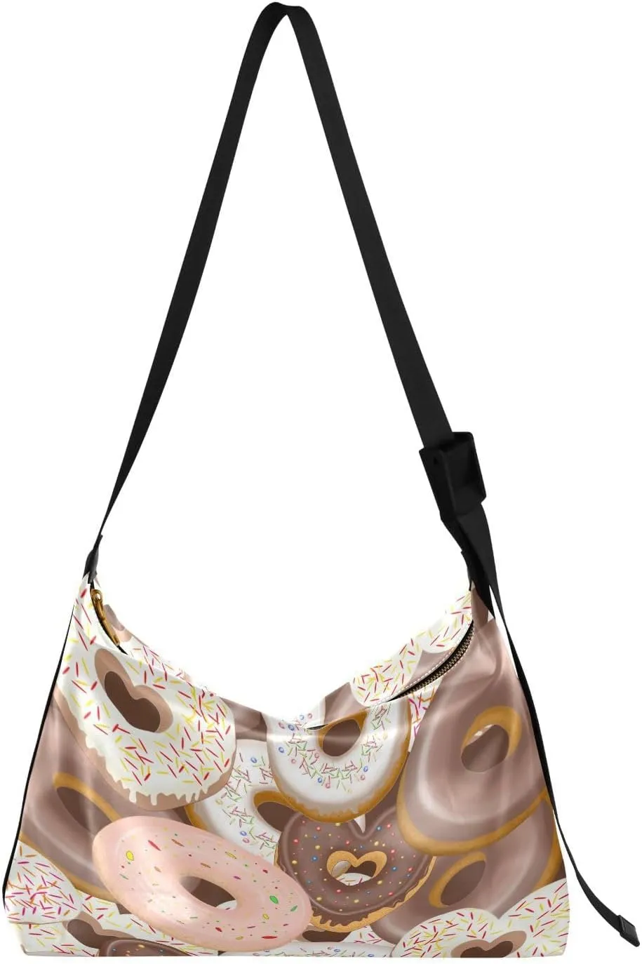 Donuts Of Various Shapes Hobo Crossbody Bags for Women Leather Large Shoulder Bag Cross Body Trendy Womens Tote Bags Handbag for Travel Shopping