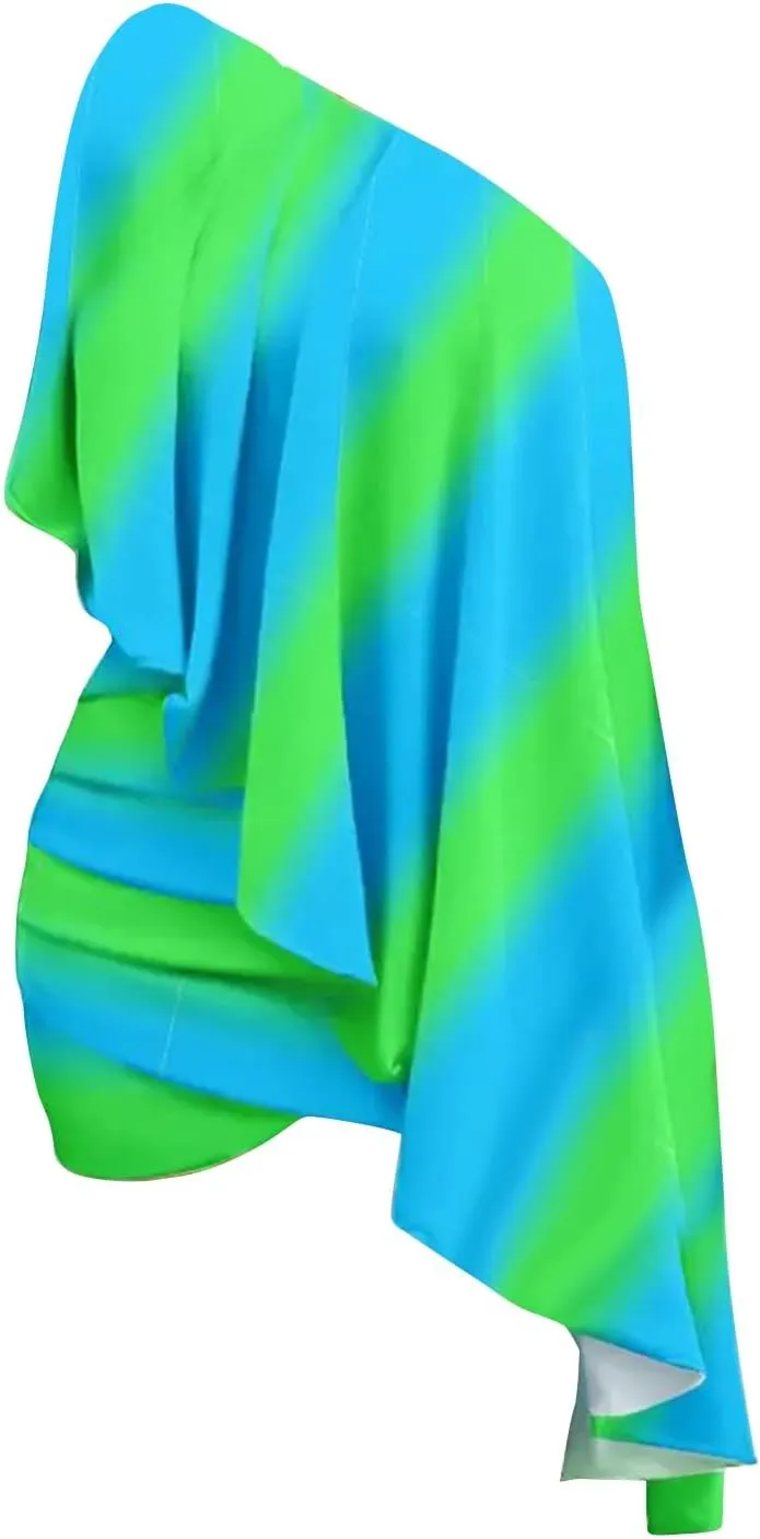Dress for Women, Women's Fashion Sexy Summer Off Shoulder Short Sleeve Sequin Ruffle Irregular Dresses
