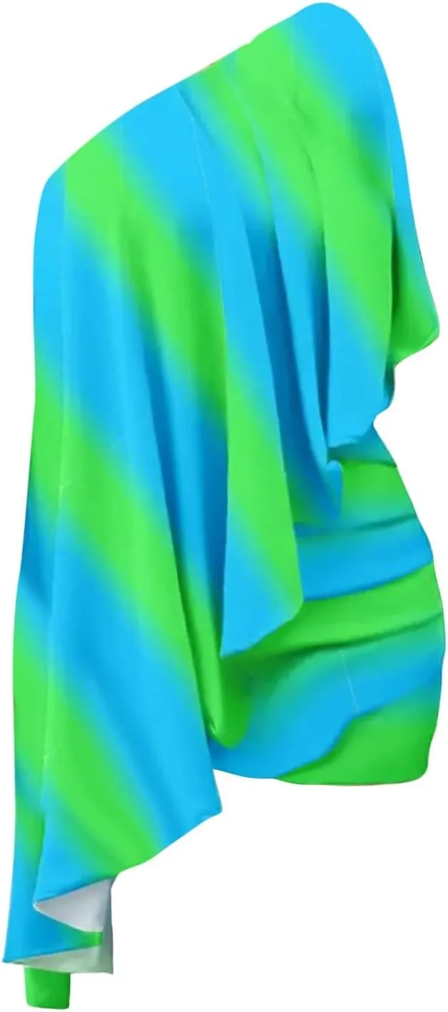 Dress for Women, Women's Fashion Sexy Summer Off Shoulder Short Sleeve Sequin Ruffle Irregular Dresses