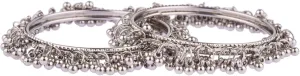 Efulgenz Oxidized Indian Bracelet Bangle Boho Oxidized Silver Bangles Retro Bohemian Metal Balls Charms Vintage Bracelet Bangle Jewelry for Women