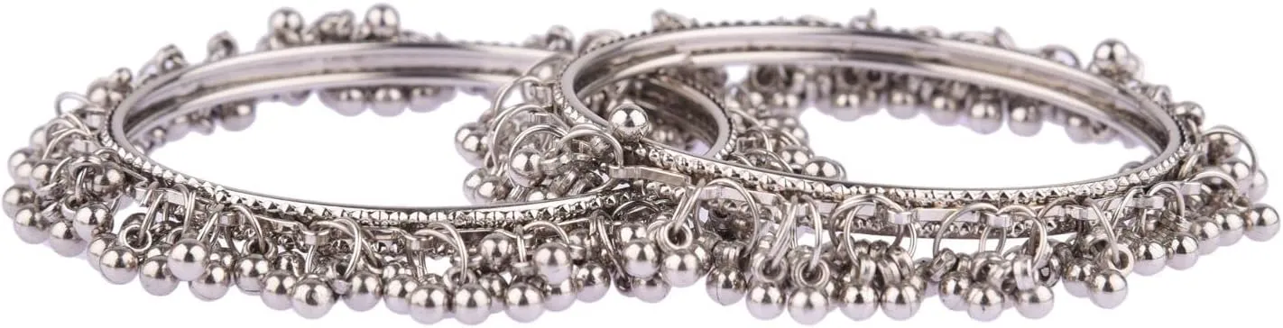 Efulgenz Oxidized Indian Bracelet Bangle Boho Oxidized Silver Bangles Retro Bohemian Metal Balls Charms Vintage Bracelet Bangle Jewelry for Women