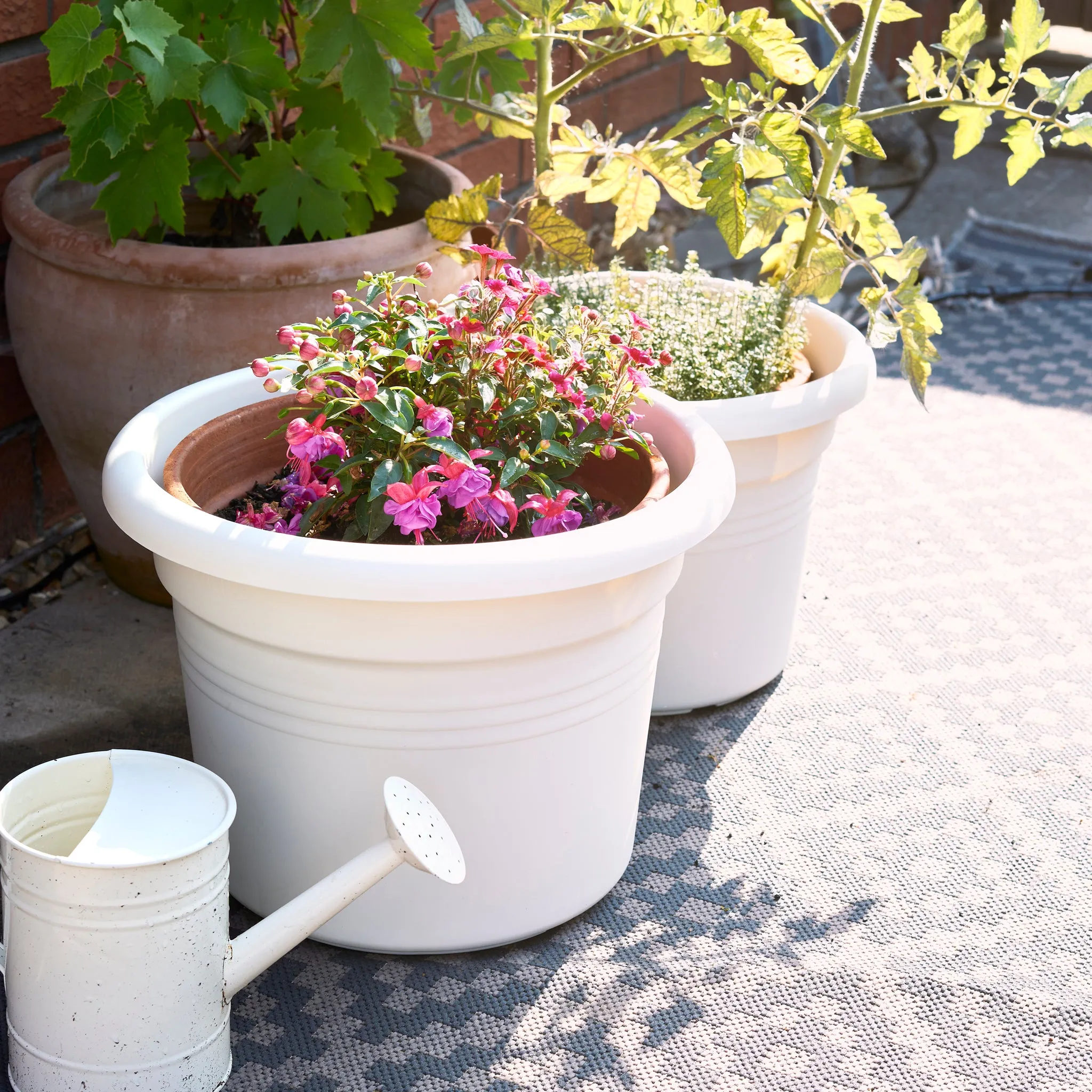 ELHO 34cm Cotton White Round Plant & Flower Pot