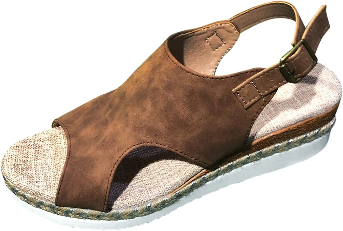 Espadrilles Wedges Heels for Women 2025 Wide Width Platform Wedge Sandals For Women Summer Dressy Casual Open Toe Orthopedic Platform Leather Sandals Adjustable Walking Strap Low Dress Shoes