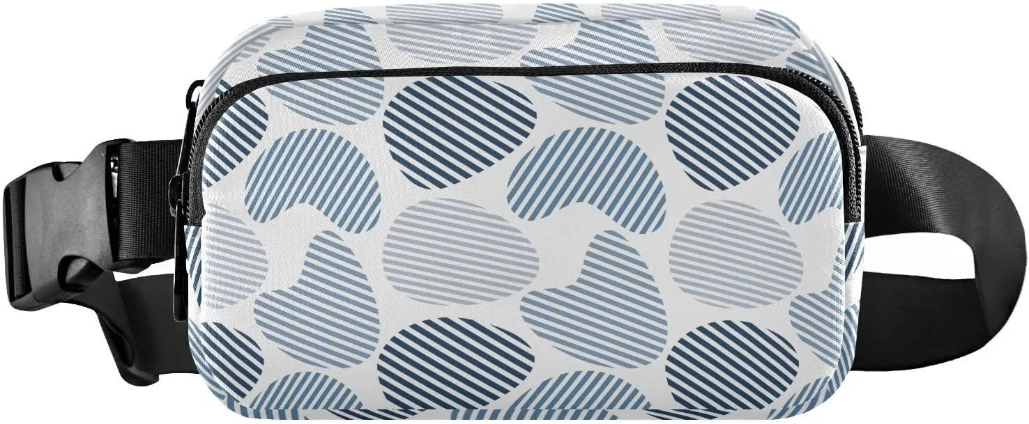 Fanny Pack Crossbody Bag for Men Women Belt Bag Bum Bag with Adjustable Strap, Fashion Waist Packs for Travel Running Workout Blue Shapes Pattern