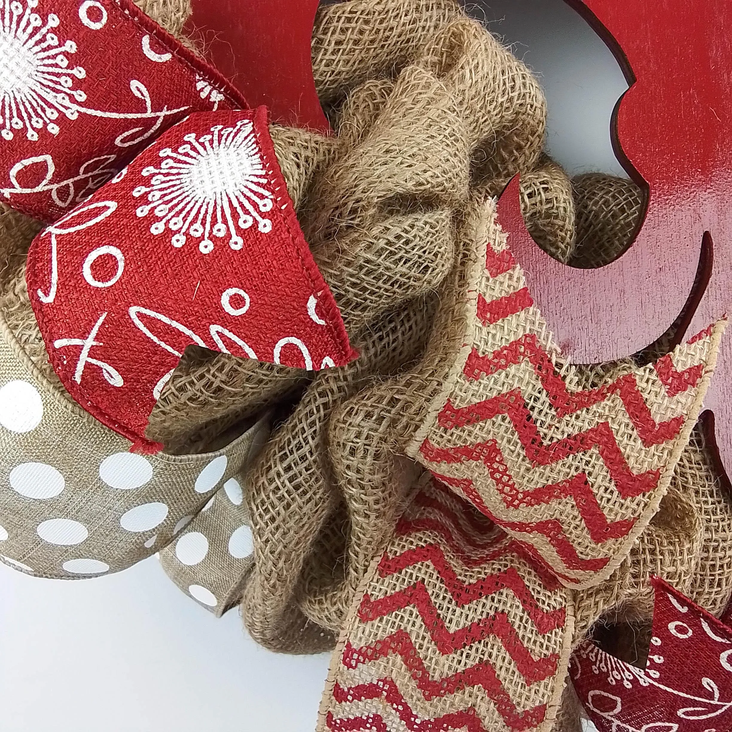 Fleur de Lis Wreath | Burlap Door Wreath | Red White Wreath