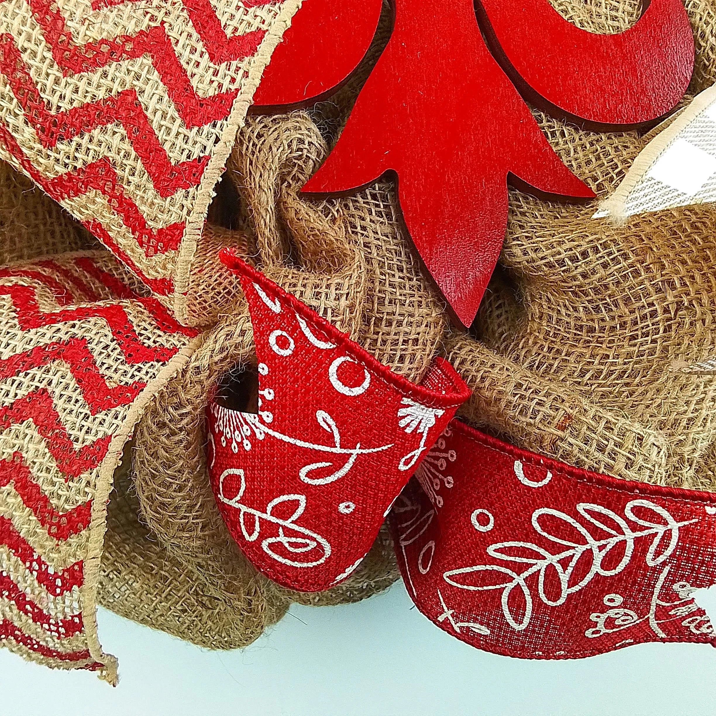 Fleur de Lis Wreath | Burlap Door Wreath | Red White Wreath
