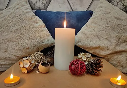 Floryn Decor Luxury Smokeless Pillar Candles, Long Burning Candles, Big Pillar Candles for Home Decor, Size- 3 by 6 inches (Unscented, Pack of 6)