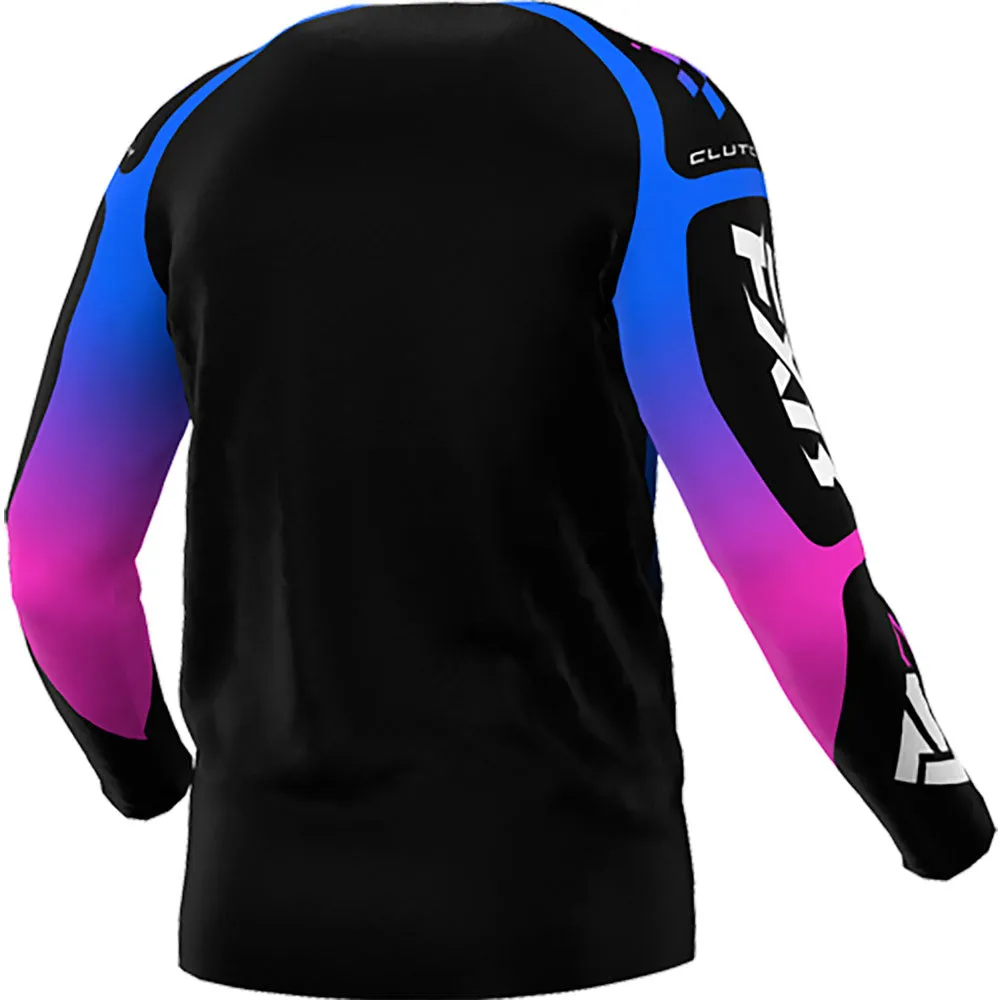 FXR Youth Clutch MX Offroad Jersey Black/Blue/Pink