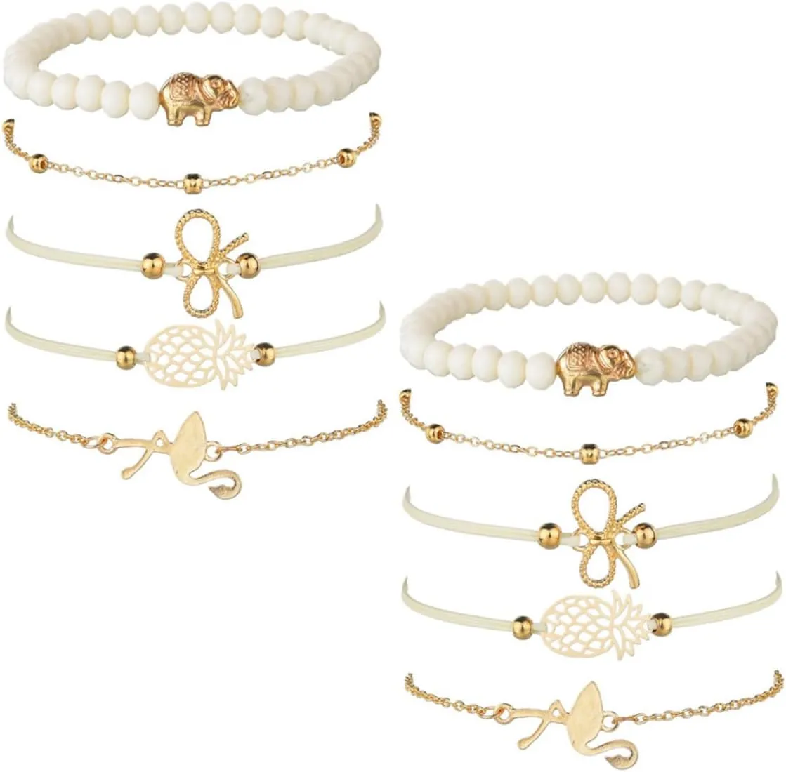 GALPADA Turquoise Bracelet for Women 10pcs Crystal Bead Bracelet Set Hand-woven Pearl Wristband Bangle Fashion Jewelry for Girlfriend Wife
