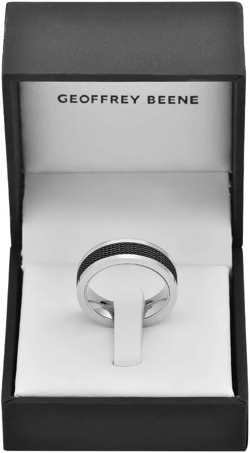 Geoffrey Beene Men's 7mm Stainless Steel Polished Edge Mesh Ring