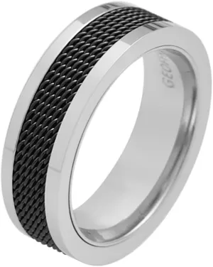 Geoffrey Beene Men's 7mm Stainless Steel Polished Edge Mesh Ring
