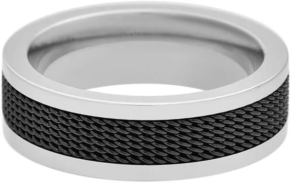 Geoffrey Beene Men's 7mm Stainless Steel Polished Edge Mesh Ring