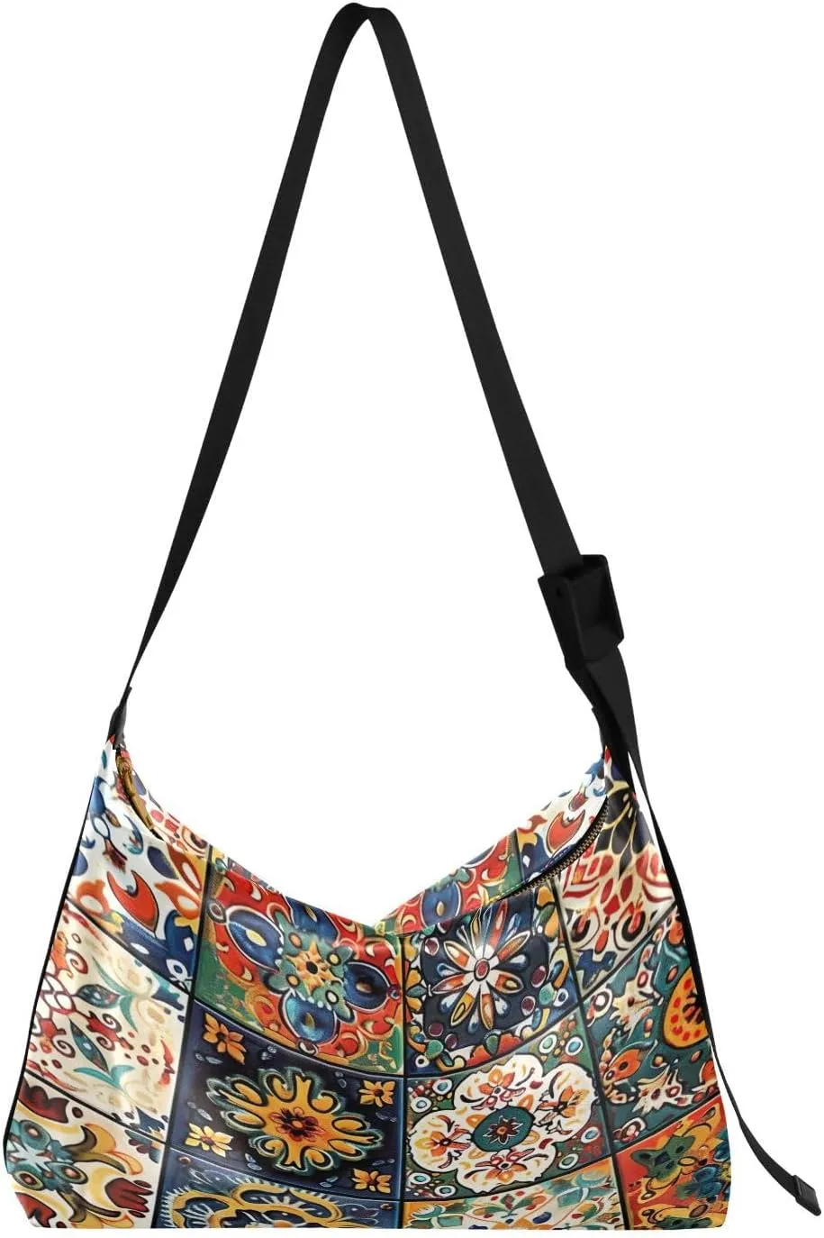 Geometric Shapes Pattern Shoulder Bag for Women Waterproof PU Leather Hobo Bags Crossbody Purse with Zipper Closure