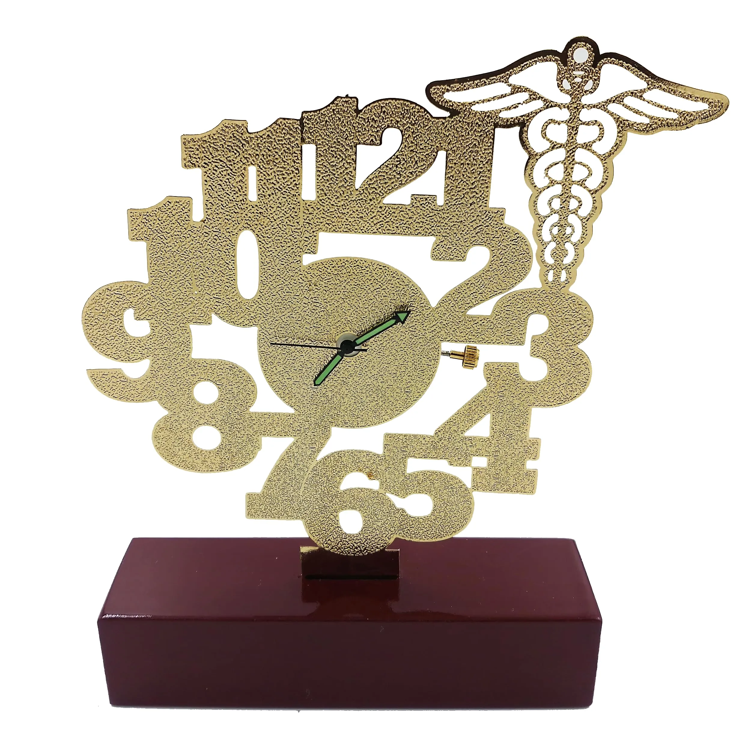 Giftology Bharat Gold Plated Aesthetic Table Clock with Doctor Logo for for Clinic, Doctor Cabin, OPD (4 inch Height) Limited Edition with Radium Night Glow