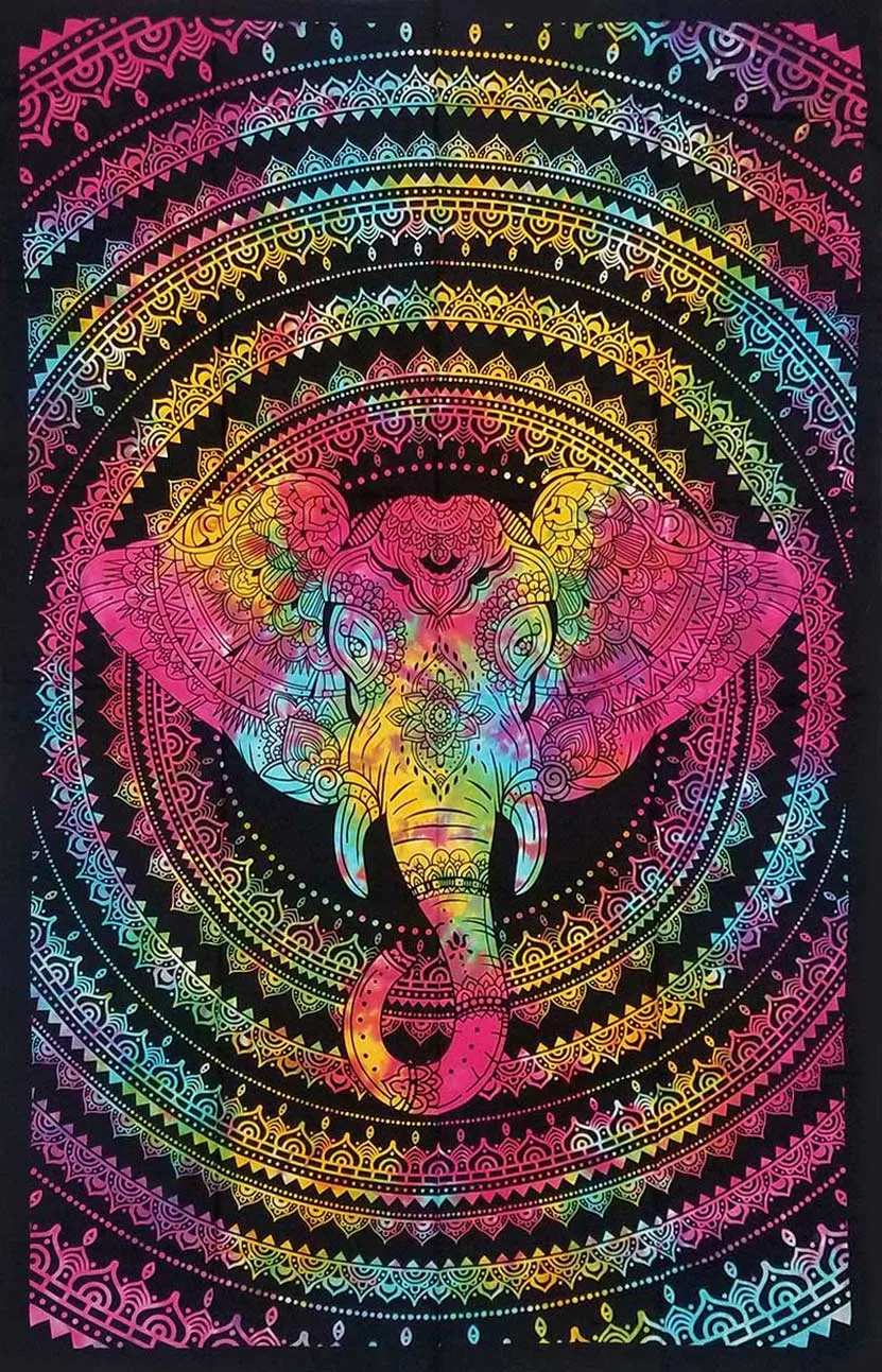 Goddess Of Elephants Mandala Tapestry