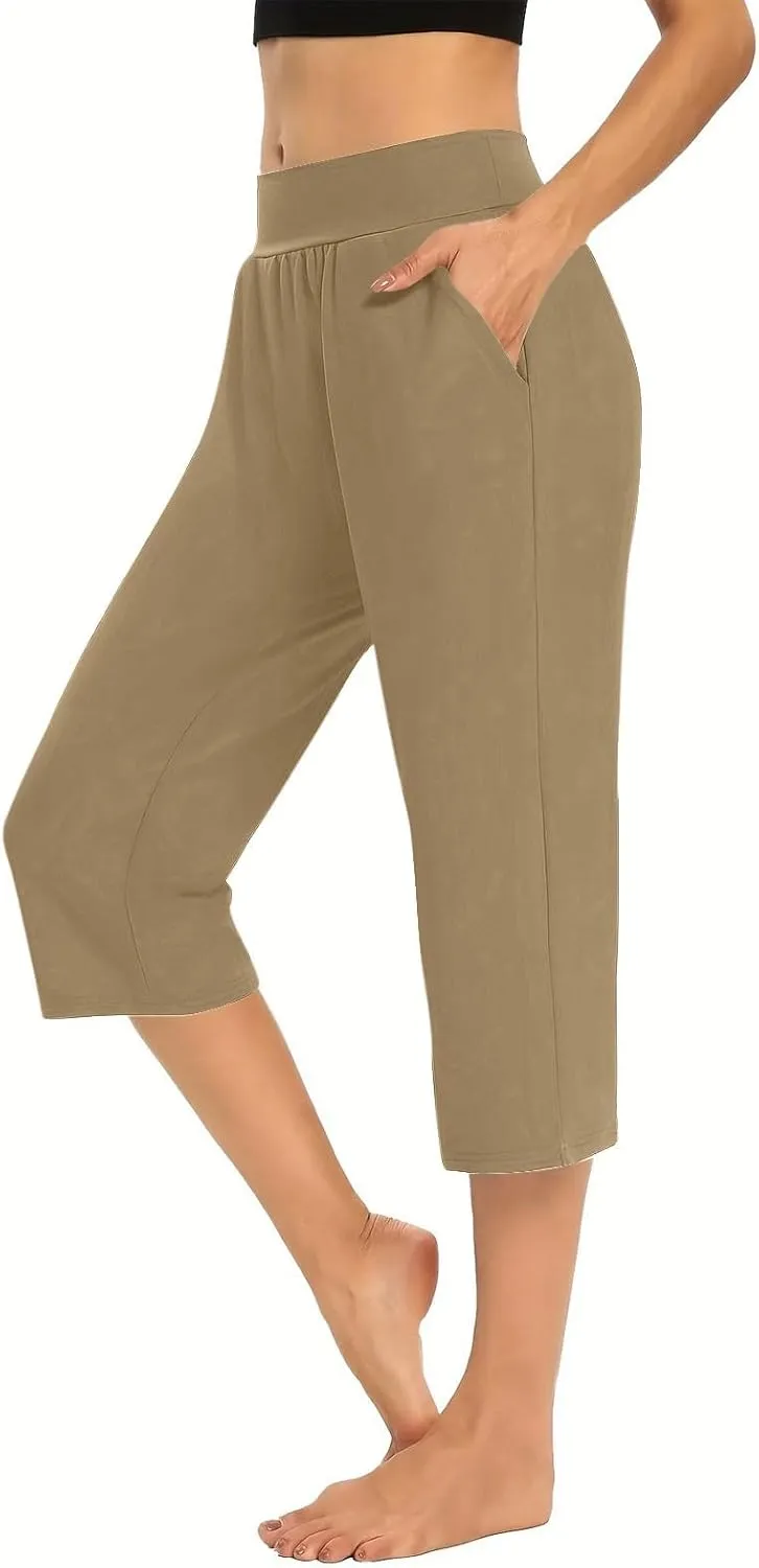 GOKKILRW Women Capri Pants High Waist Yoga Crop Athletic Trousers Straight Leg Pajama Pants Capris Sweatpants Casual Joggers
