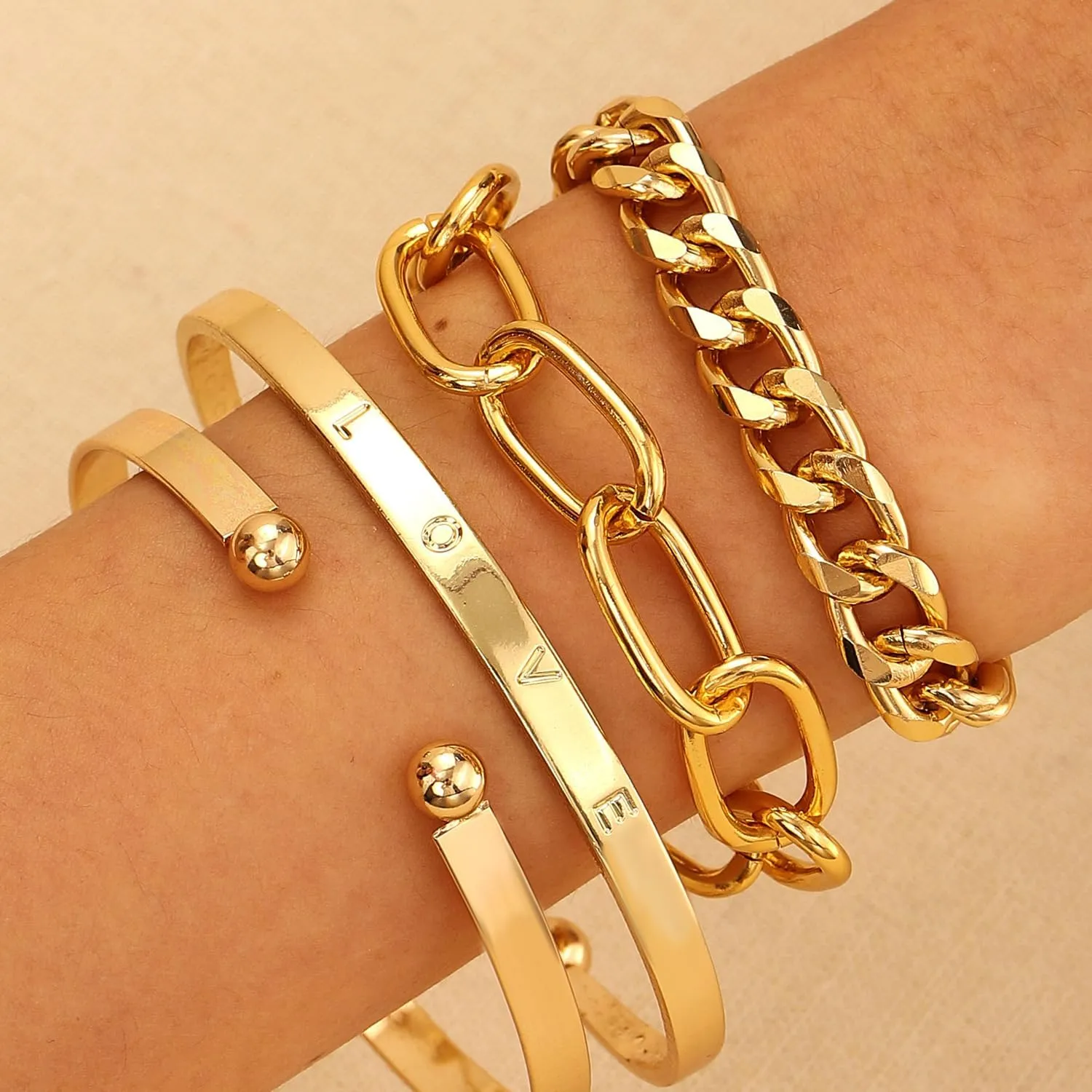 Gold Chain Bracelets for Women Dainty Layered Cuban Link Bracelet Paperclip Bracelet 14K Gold Plated Adjustable Stackable Bangle Bracelets Trendy Charm Bracelets Gold Jewerly for Women