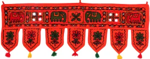 Gorgeous Door Hanging Mirror Work Toran Indian Decor (Orange, 34 x 13 inches)