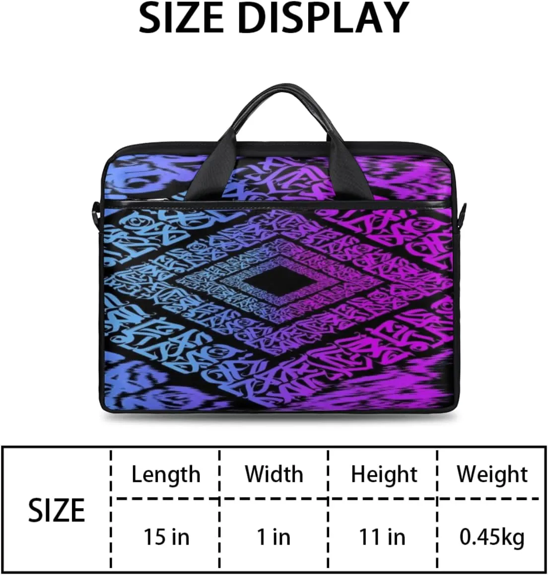 Gradient Geometric Shapes Laptop Shoulder Messenger Bag Waterproof Laptop Briefcase with Handle and Padded Strap Case Sleeve