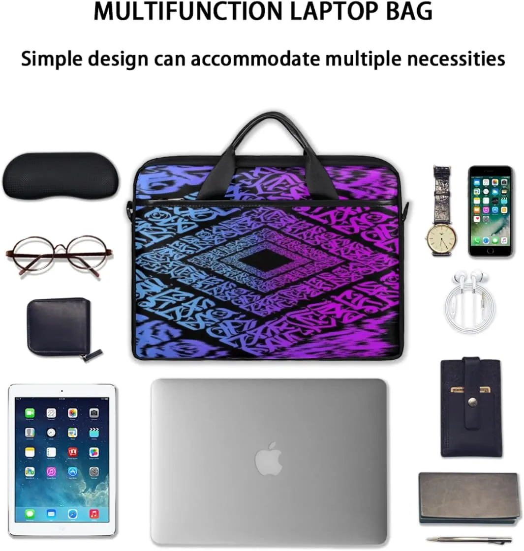 Gradient Geometric Shapes Laptop Shoulder Messenger Bag Waterproof Laptop Briefcase with Handle and Padded Strap Case Sleeve