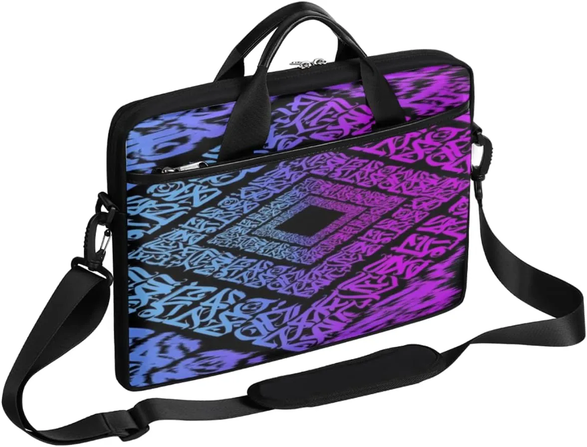 Gradient Geometric Shapes Laptop Shoulder Messenger Bag Waterproof Laptop Briefcase with Handle and Padded Strap Case Sleeve