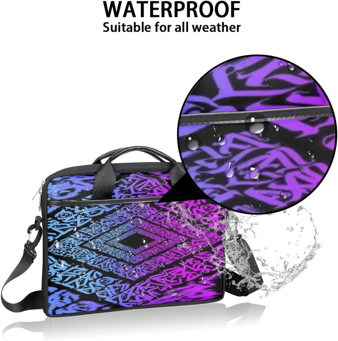 Gradient Geometric Shapes Laptop Shoulder Messenger Bag Waterproof Laptop Briefcase with Handle and Padded Strap Case Sleeve