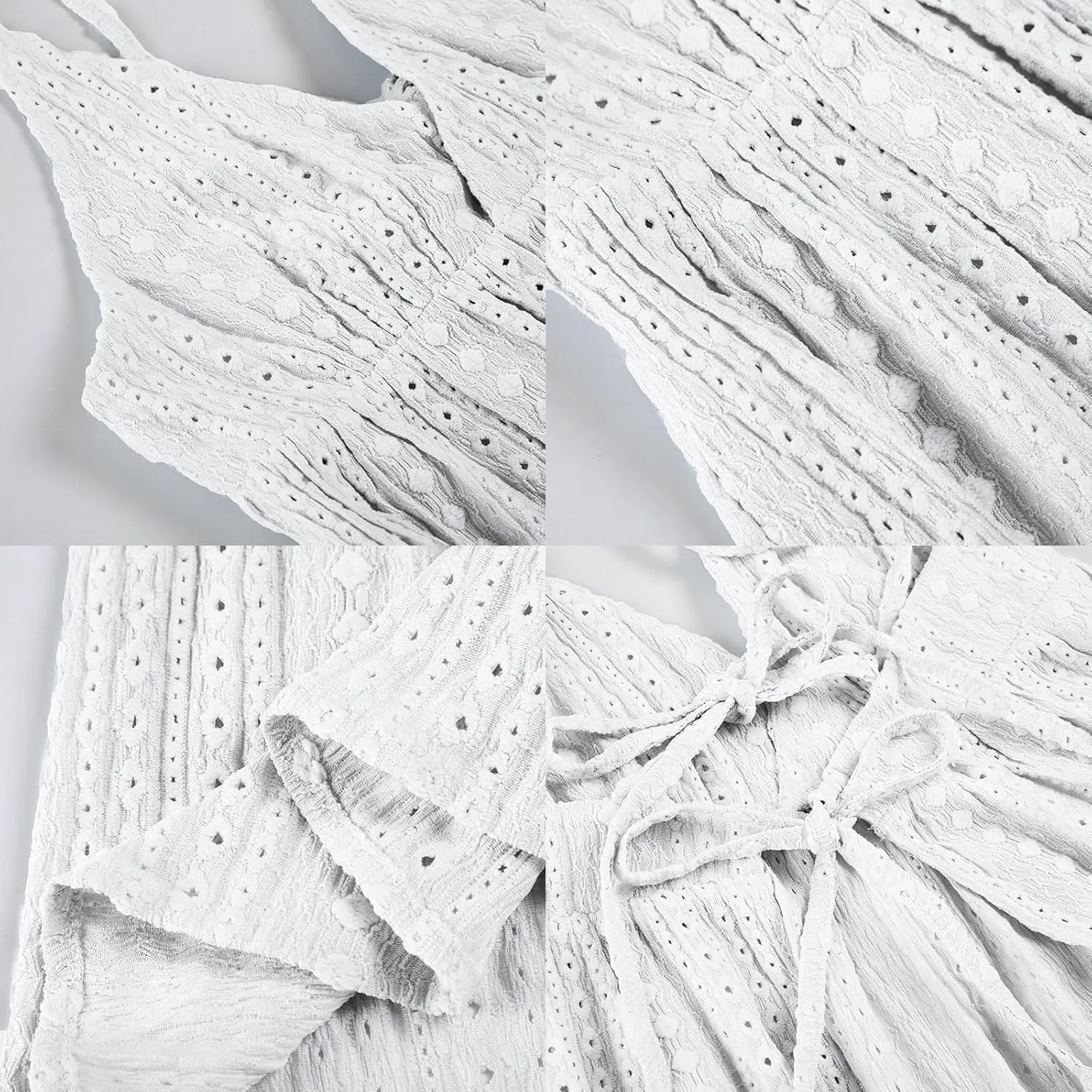 Halter Eyelet Tops for Women V Neck Backless Summer Tops Y2k Loose Fit Babydoll Tank Cute Flowy Beach Shirts