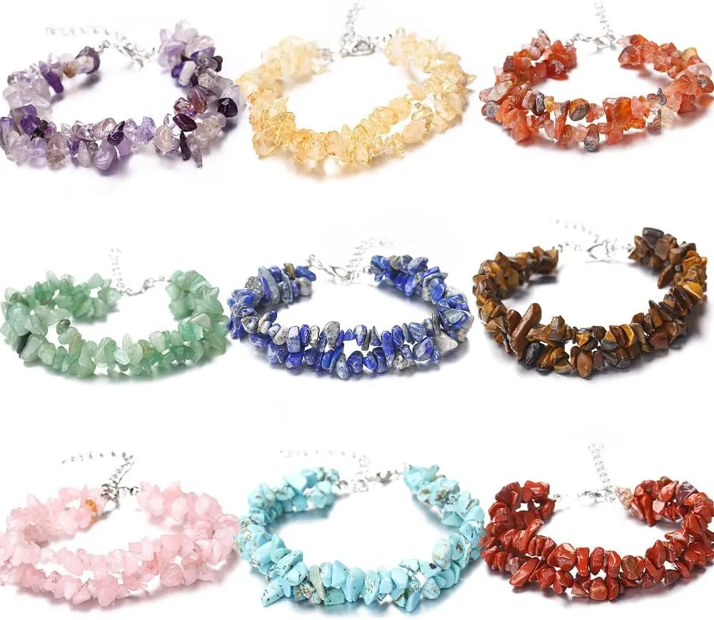 Handmade Beaded Bracelet, Suitable for Men and Women, Double layered Natural Stone Crystal Bracelet (Pink)