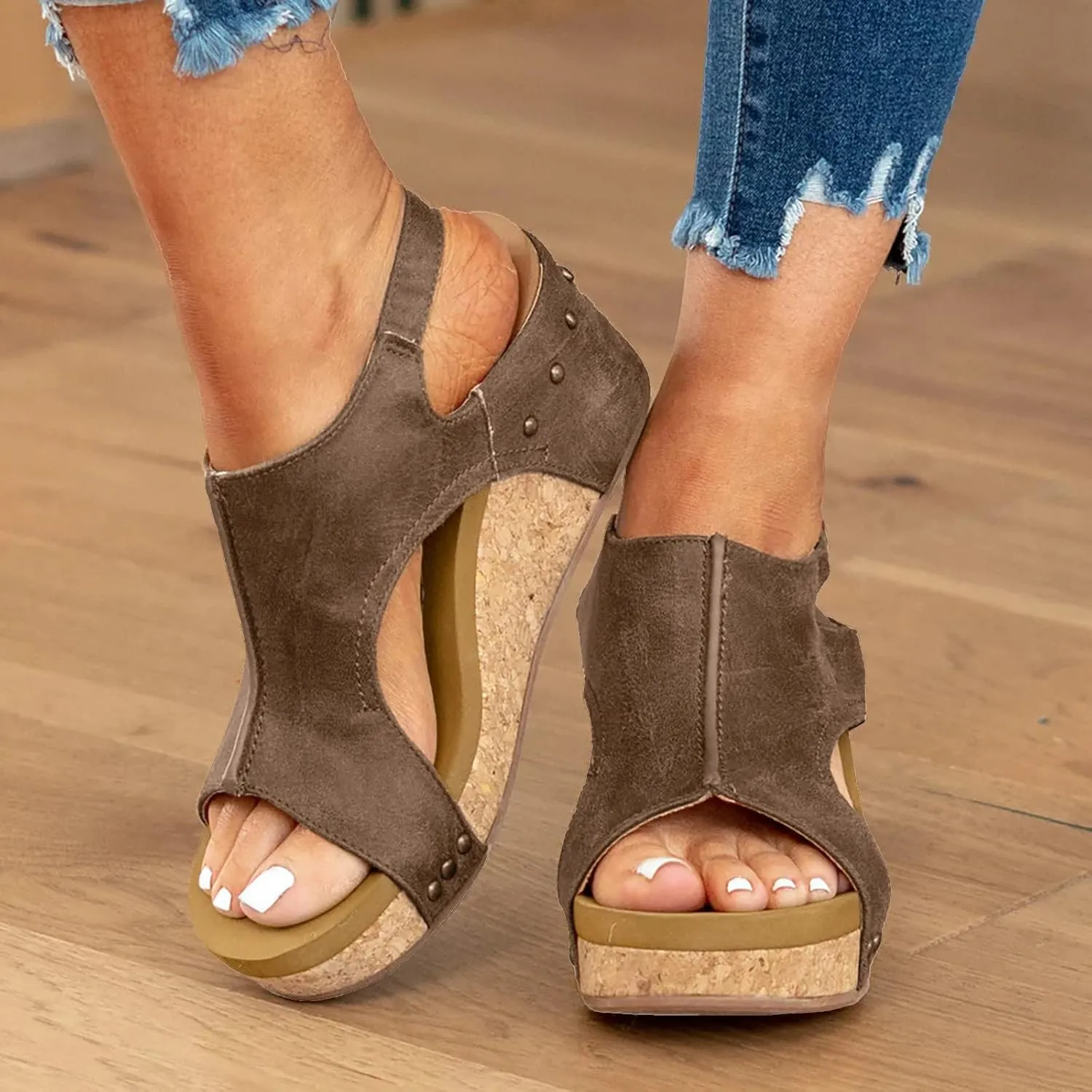 Hbeylia Wedge Sandals for Women Wide Width 2025 Dressy Summer Platform Sandals Open Toe Buckle Ankle Strap Beach Shoes Casual Walking Low Wedges Sandal Women's Platform & Wedge Sandals
