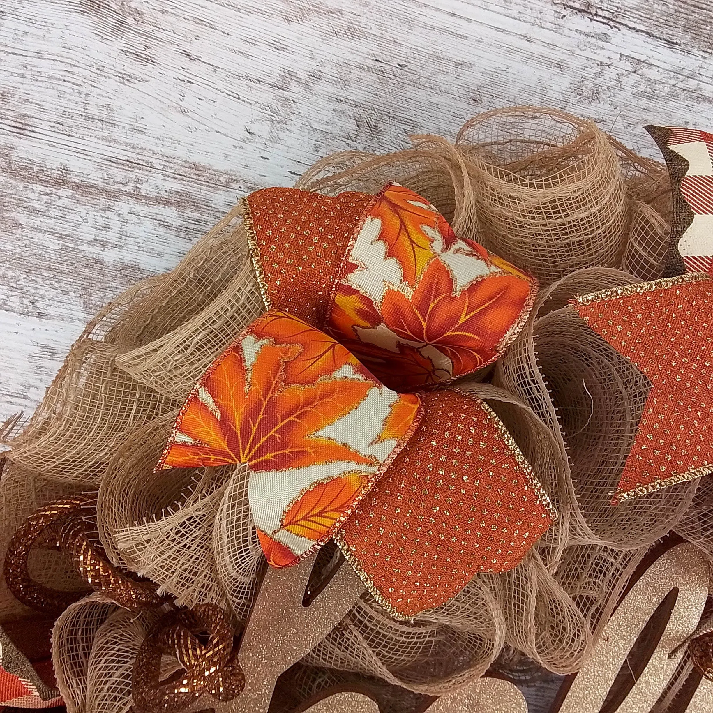 Hello Fall Wreath  | Burlap Thanksgiving Wreath | Brown Orange