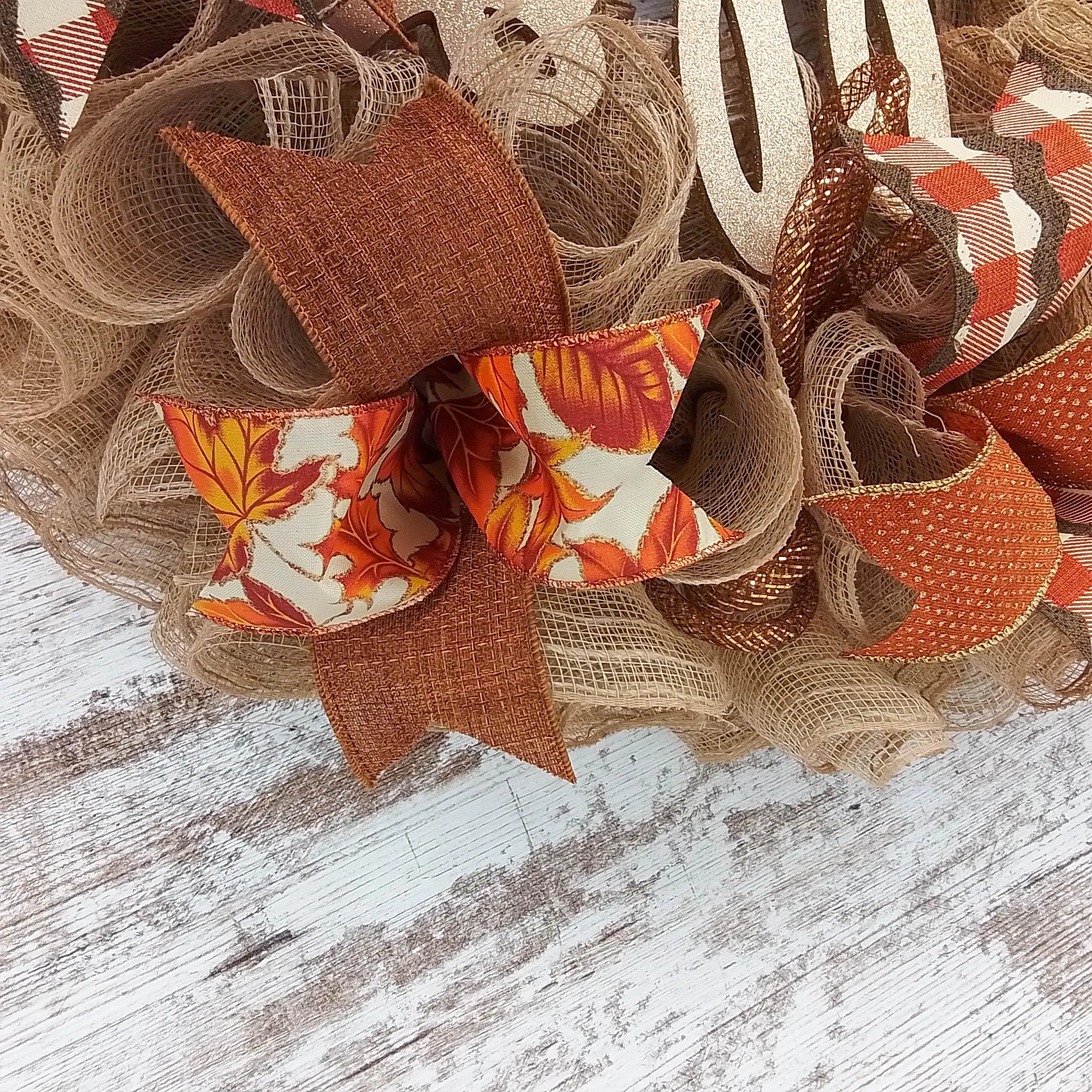 Hello Fall Wreath  | Burlap Thanksgiving Wreath | Brown Orange