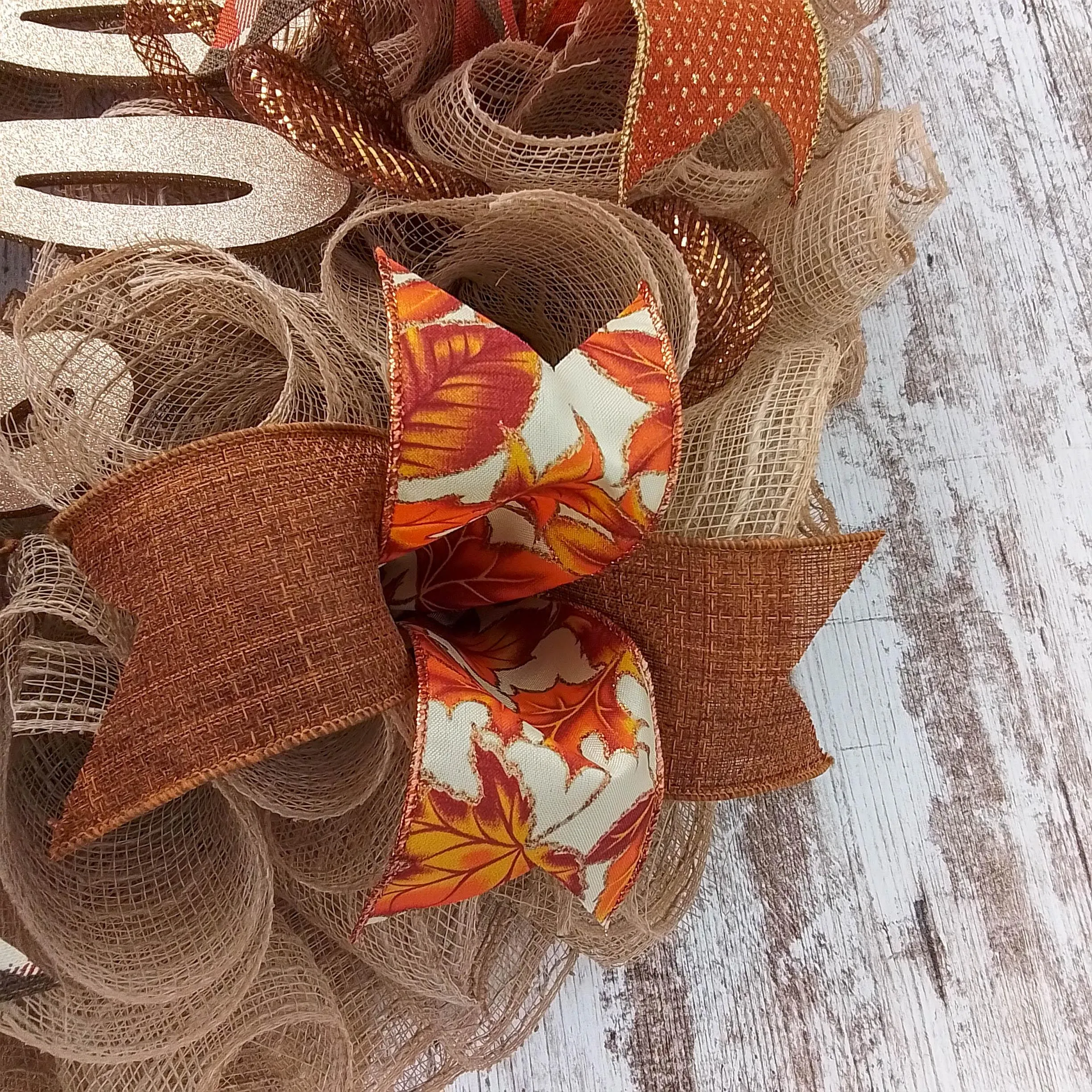 Hello Fall Wreath  | Burlap Thanksgiving Wreath | Brown Orange