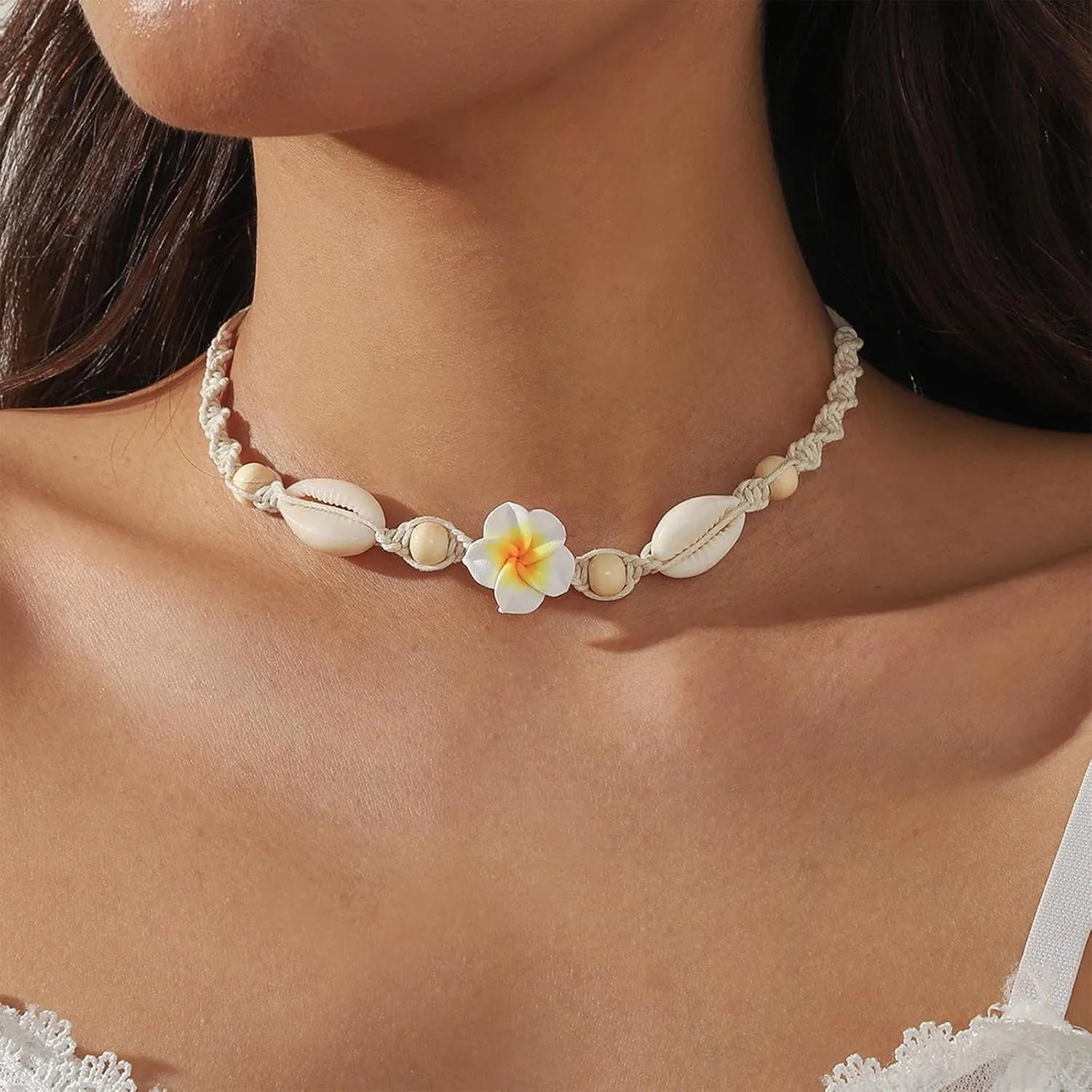 HUASAI Shell Necklace for Women Trendy Layered Starfish Necklace White Seashell Jewelry Summer Outfits for Women Beach Jewelry Accessories Beach Vacation Essentials