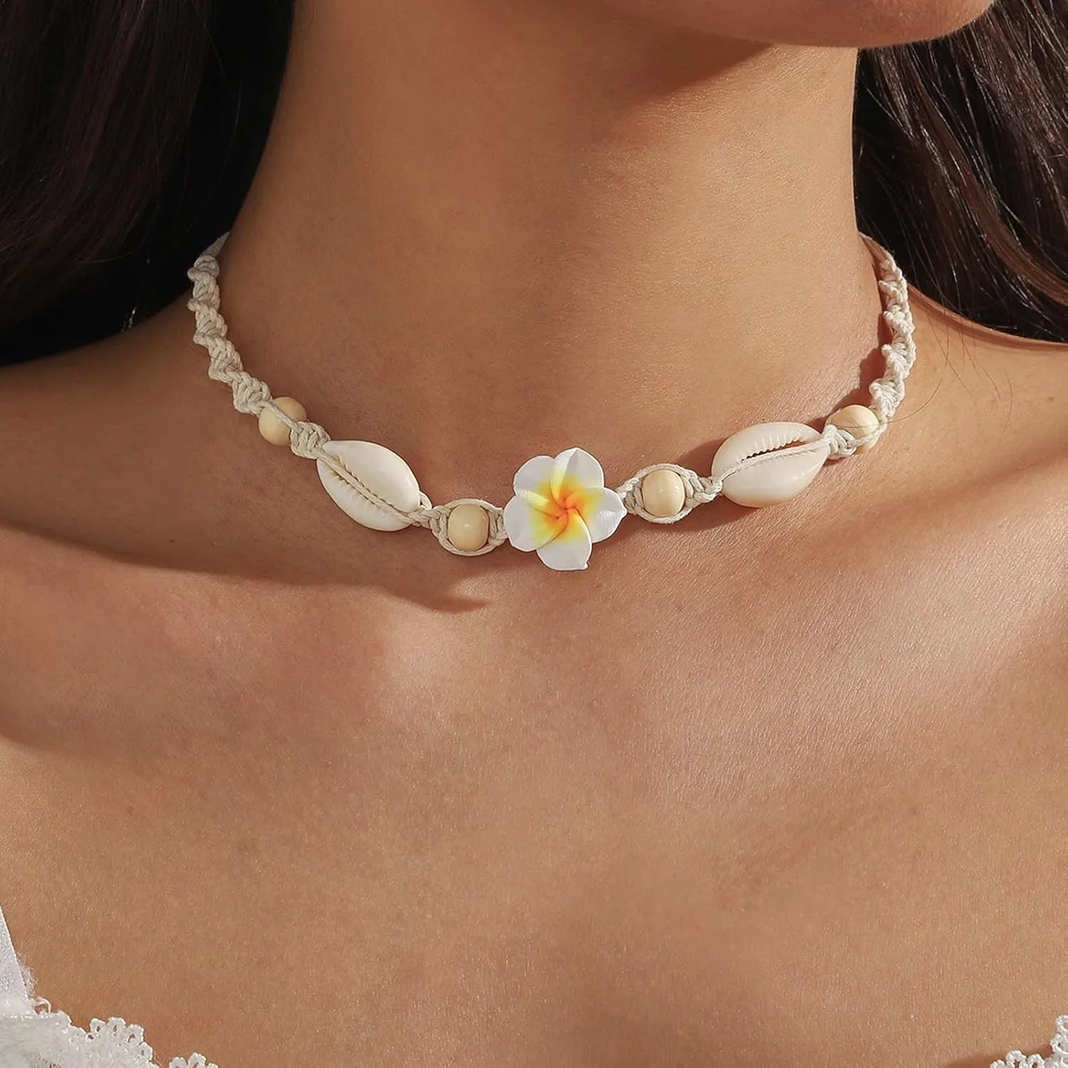 HUASAI Shell Necklace for Women Trendy Layered Starfish Necklace White Seashell Jewelry Summer Outfits for Women Beach Jewelry Accessories Beach Vacation Essentials