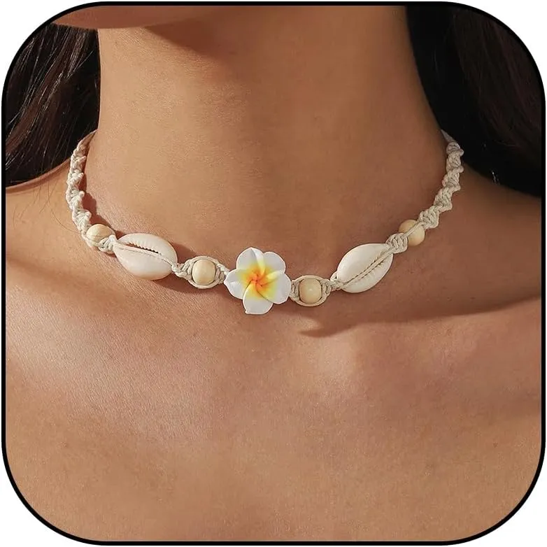 HUASAI Shell Necklace for Women Trendy Layered Starfish Necklace White Seashell Jewelry Summer Outfits for Women Beach Jewelry Accessories Beach Vacation Essentials