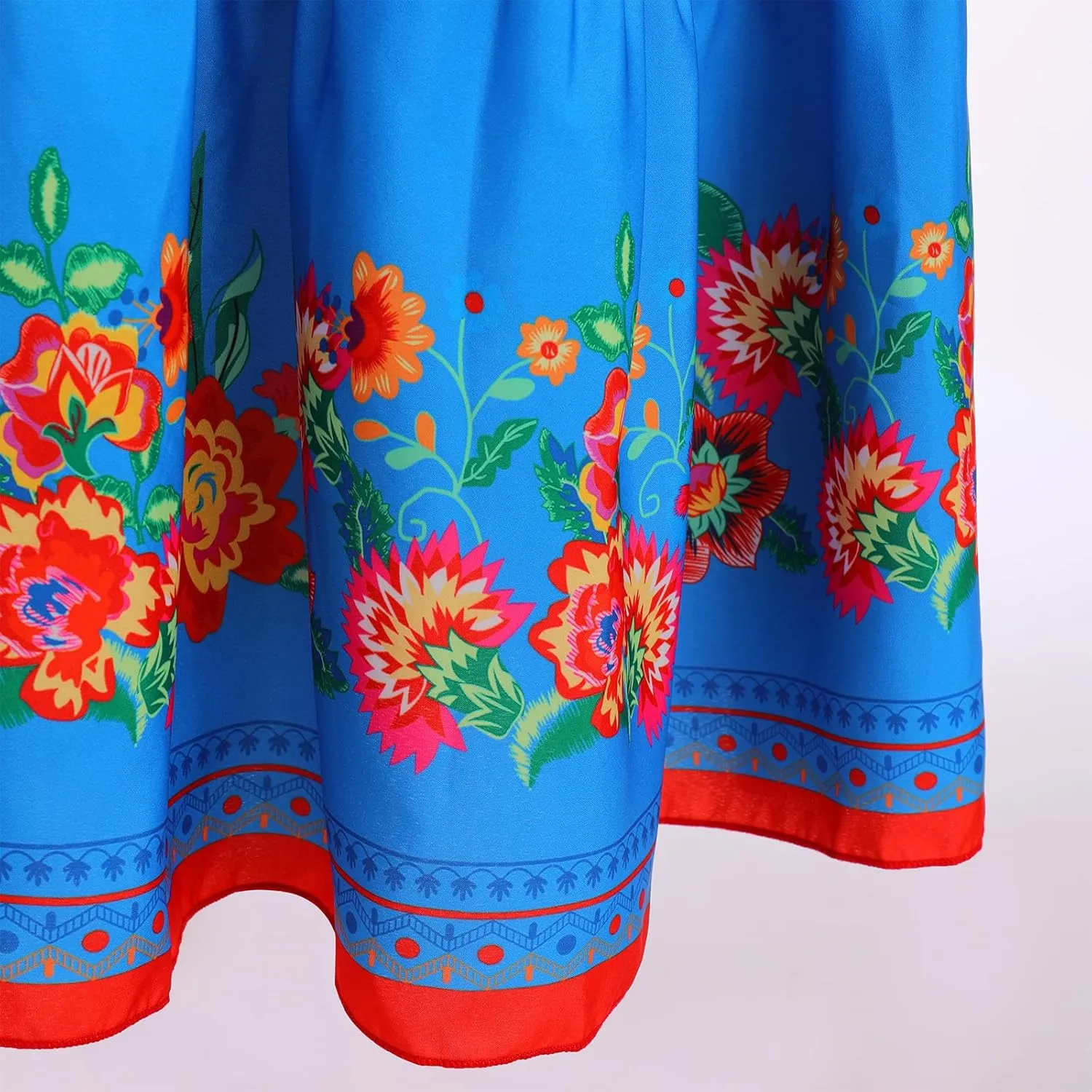 IDOPIP Mexican Dresses for Women Floral Embroidered Maxi Dresses Summer Ruffle Off Shoulder Traditional Fiesta Party Vestidos