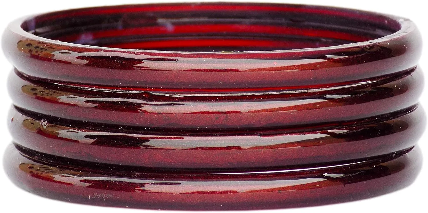 JD'Z COLLECTION Indian Jewelry Glass Bangles for Women Bollywood Plain Glass Bangles Set of 4p Traditional Costume Matching Bracelets Bangles For Women/Girls