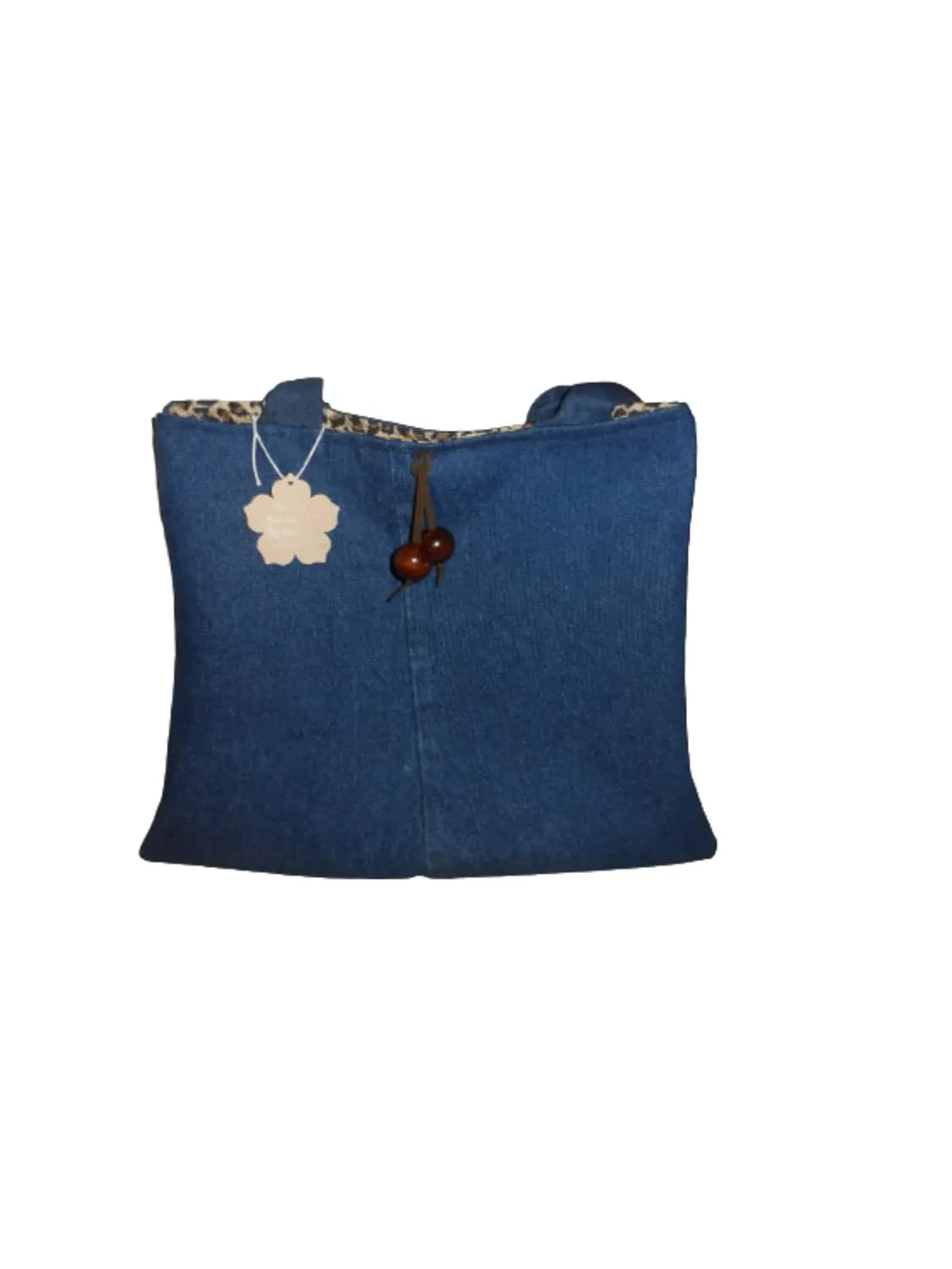 Jeans Flare Handbag/Denim Bag/Denim Purse/Shoulder Bag/Wooden Bead Bag/Denim Purse/Ladies Handbag