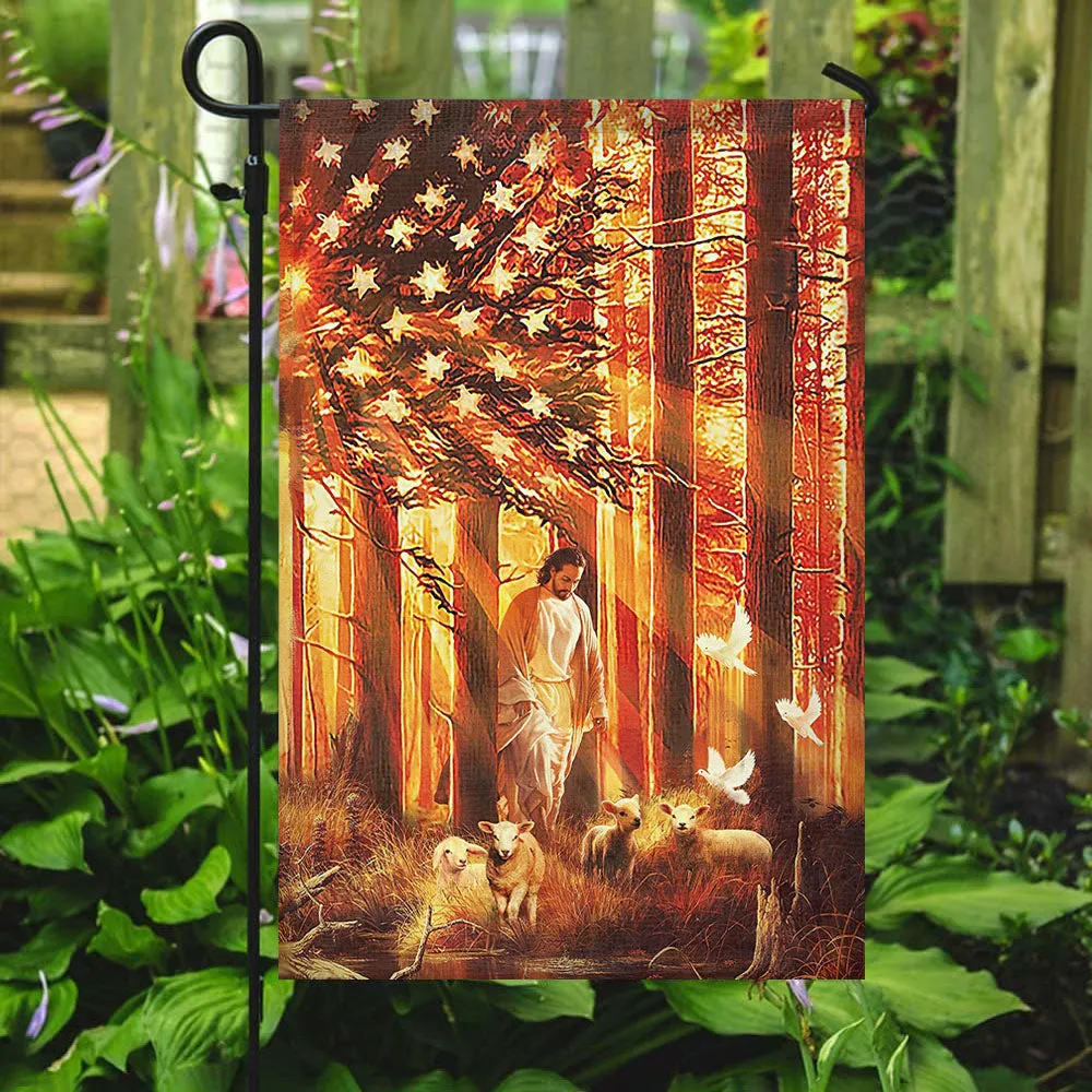 Jesus And Lamb - Garden Flag